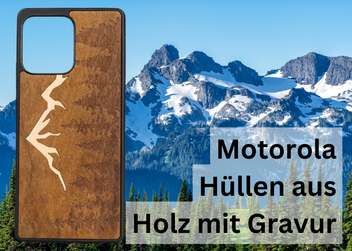 Motorola: Hüllen aus Holz mit Gravur